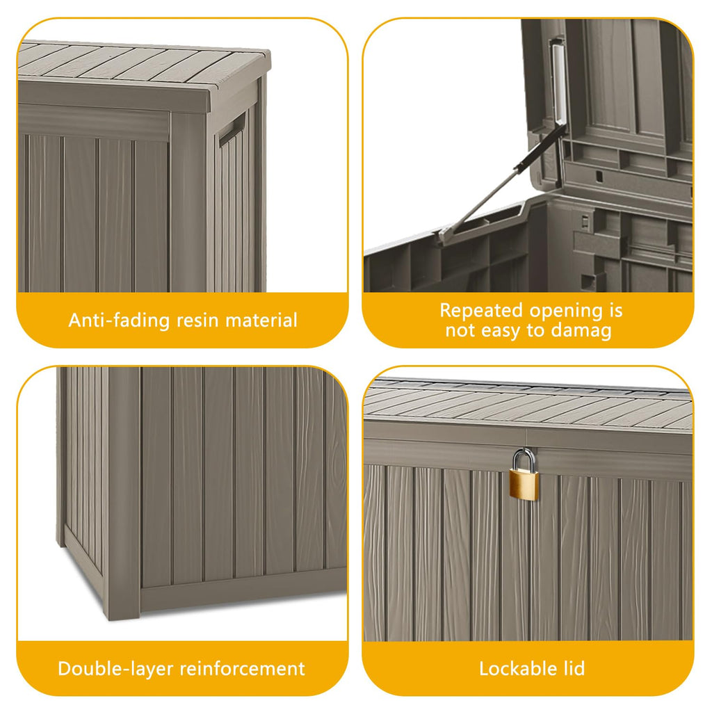 Mersco 320 Gallon Double-Wall Resin Deck Box - Lockable Waterproof Outdoor Storage Box, 1000lbs Capacity & Doubles as Seating for Patio Furniture