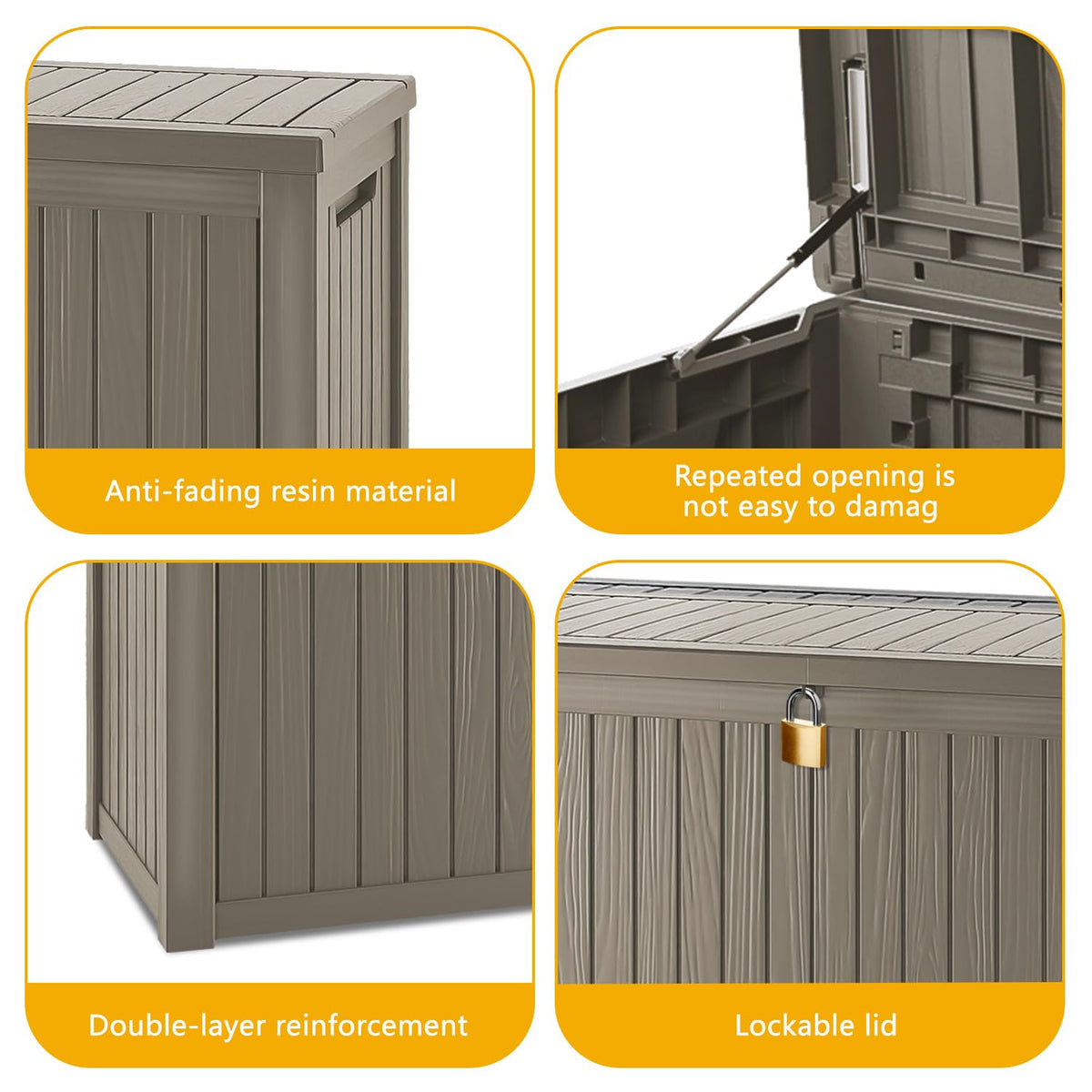 Mersco 320 Gallon Double-Wall Resin Deck Box - Lockable Waterproof Outdoor Storage Box, 1000lbs Capacity & Doubles as Seating for Patio Furniture