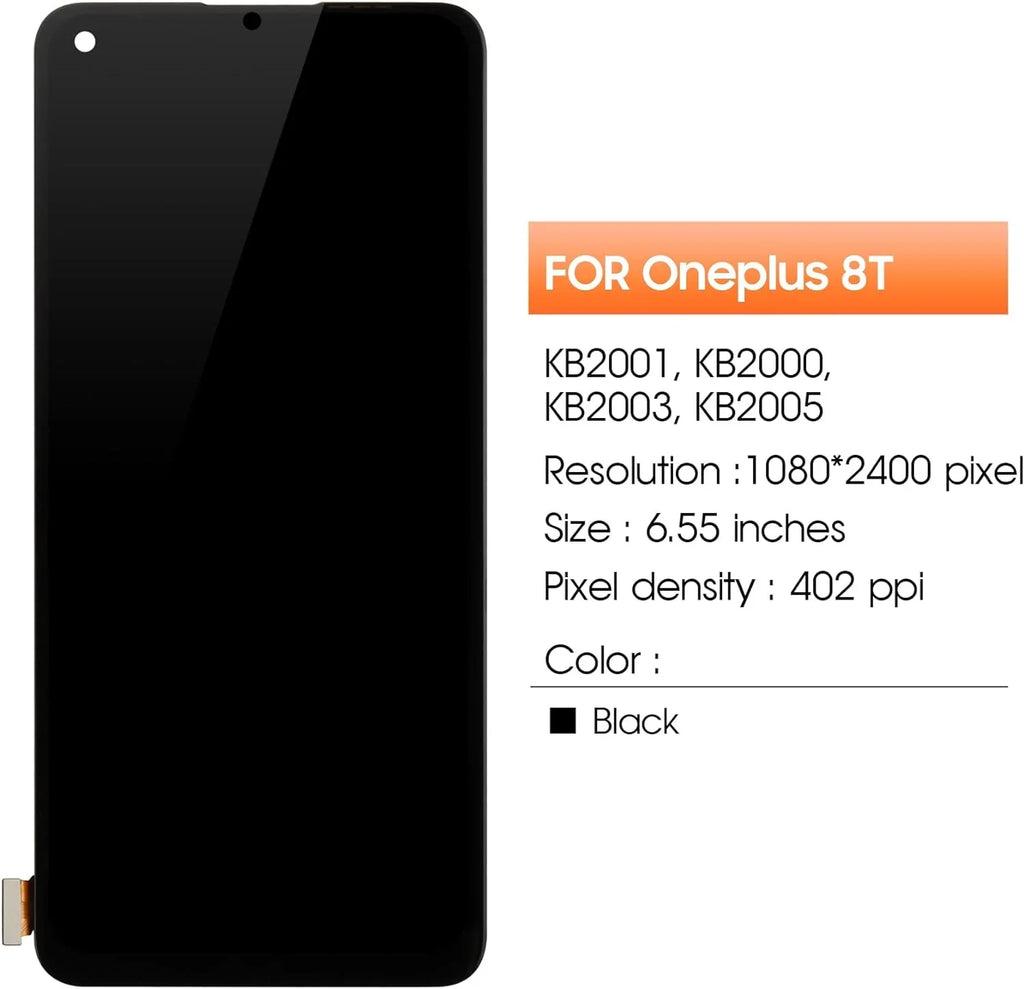 Oneplus (Support Part KB2001 KB2000 Fingerprint) 5G 8T+ Digitizer Repair Replacement KB2003 LCD Display Screen 8T KB2005 Touch Assembly for OLED Screen