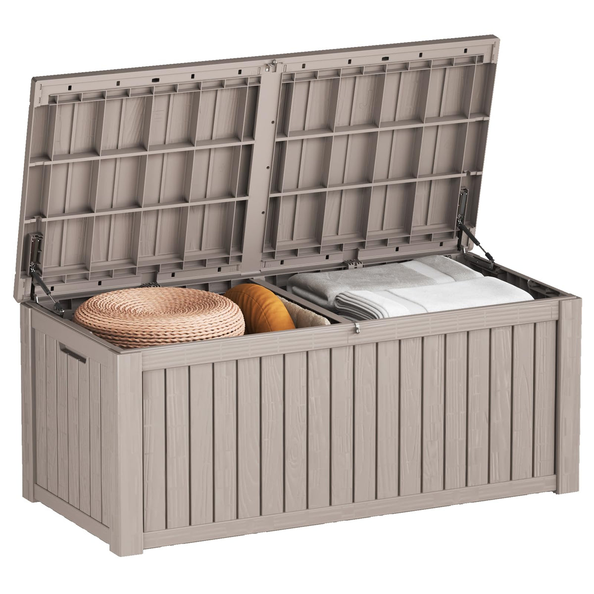 Mersco 320 Gallon Double-Wall Resin Deck Box - Lockable Waterproof Outdoor Storage Box, 1000lbs Capacity & Doubles as Seating for Patio Furniture
