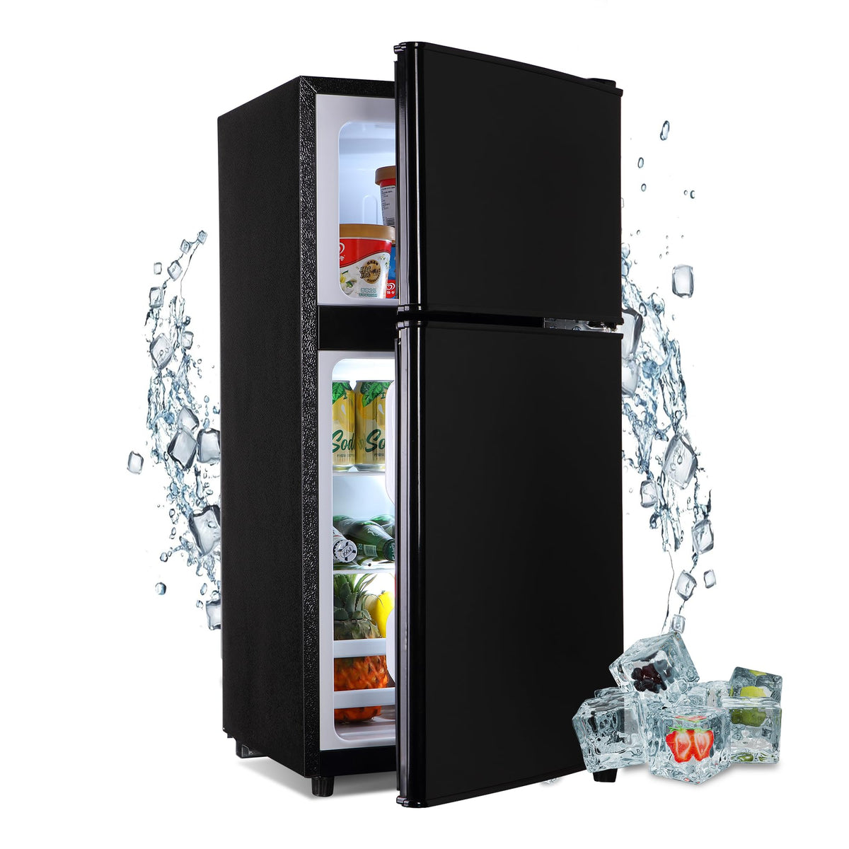 Mini Refrigerator with Freezer 4.0 Cu. Ft., Small Dorm Fridge with Freezer, Adjustable Thermostat Compact Fridge Freezers for Apartment, Dorm