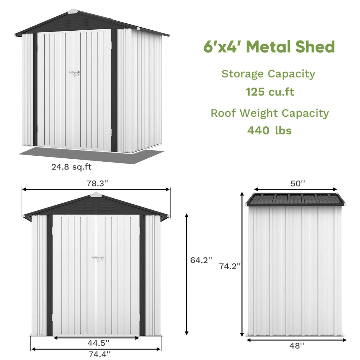 Patiowell 10 x 12 FT Metal Storage Shed for Outdoor, Steel Yard Shed with Design of Lockable Doors, Utility and Tool Storage for Garden, Backyard