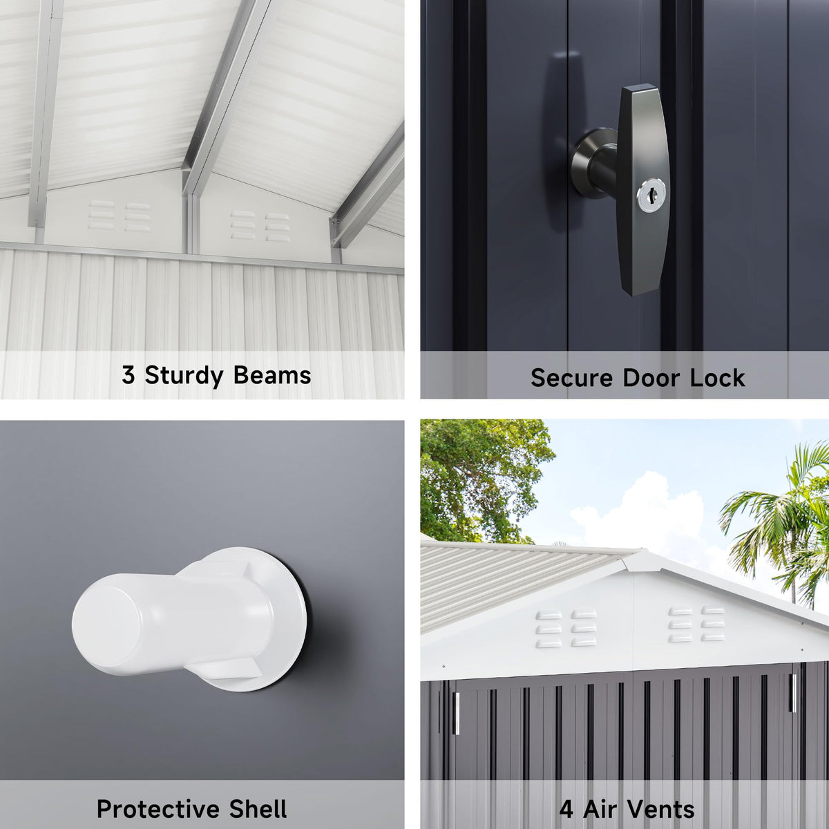 Polar Aurora 12x14 FT Outdoor Storage Shed, Garden Shed with Updated Frame Structure and Lockable Doors, Metal Tool Sheds for Backyard Garden Patio