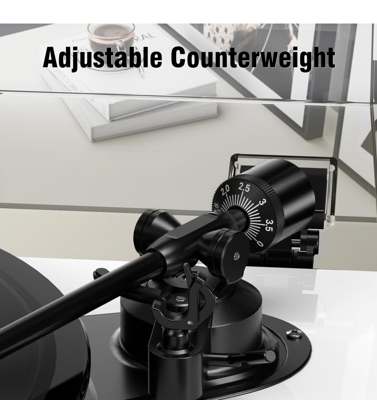 1 by ONE High Fidelity Belt Drive Turntable with Built-in Speakers, Vinyl Record Player with Magnetic Cartridge, Bluetooth Playback and Aux-in
