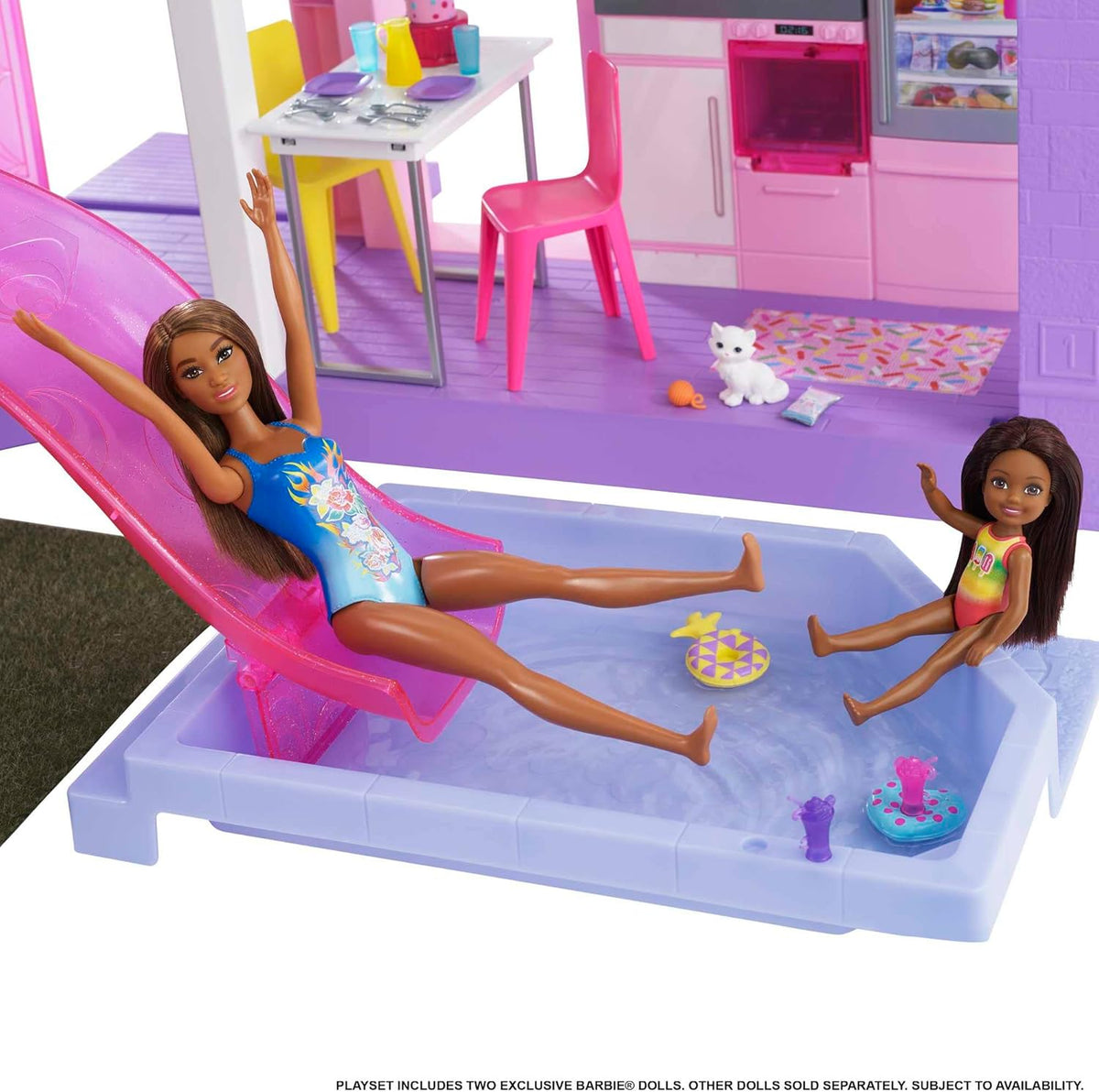 Barbie 60th Celebration DreamHouse Doll House Playset (3.75-feet) with 2 Exclusive Dolls, Car, Pool, Slide, Elevator, Lights & Sounds, 100+