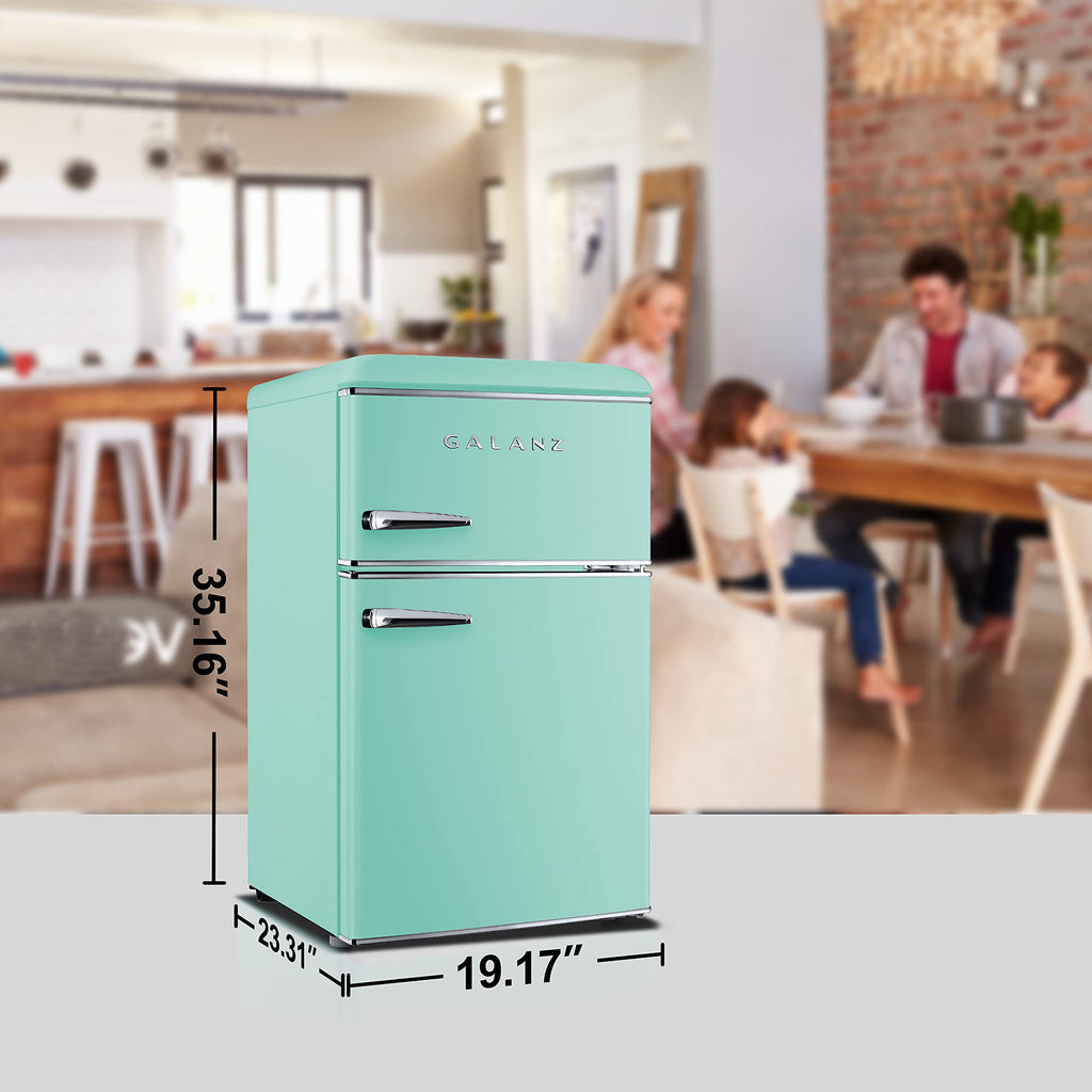 Galanz GLR25MBKR10 Retro Compact Refrigerator, Mini Fridge with Single Doors, Adjustable Mechanical Thermostat with Chiller, Black, 2.5 cu ft