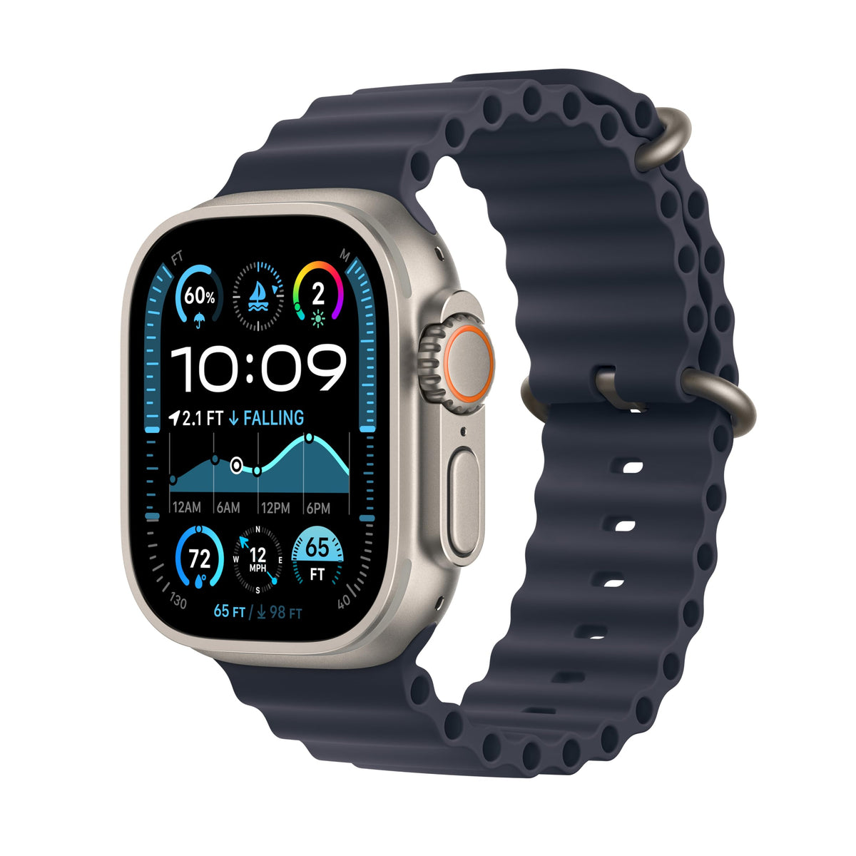 Apple Watch Ultra 2 (GPS + Cellular, 49MM) - Black Titanium Case with Black Ocean Band (Renewed Premium)