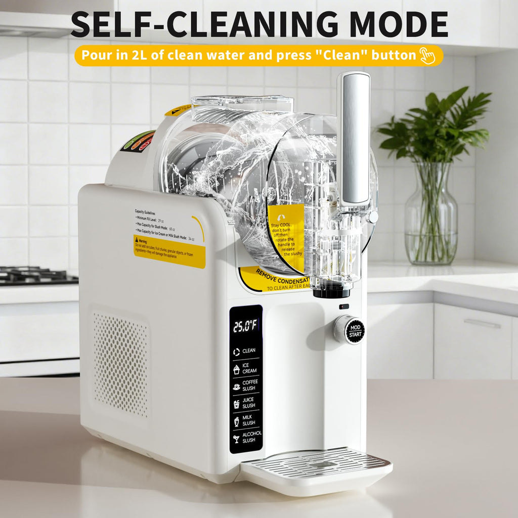2 IN1 Ice Cream Maker Slushie Machine for Home - 88oz Slushy Machine Maker No Ice Needed Self Cleaning, Frozen Drink Machine, 5 Preset for Soft Serve