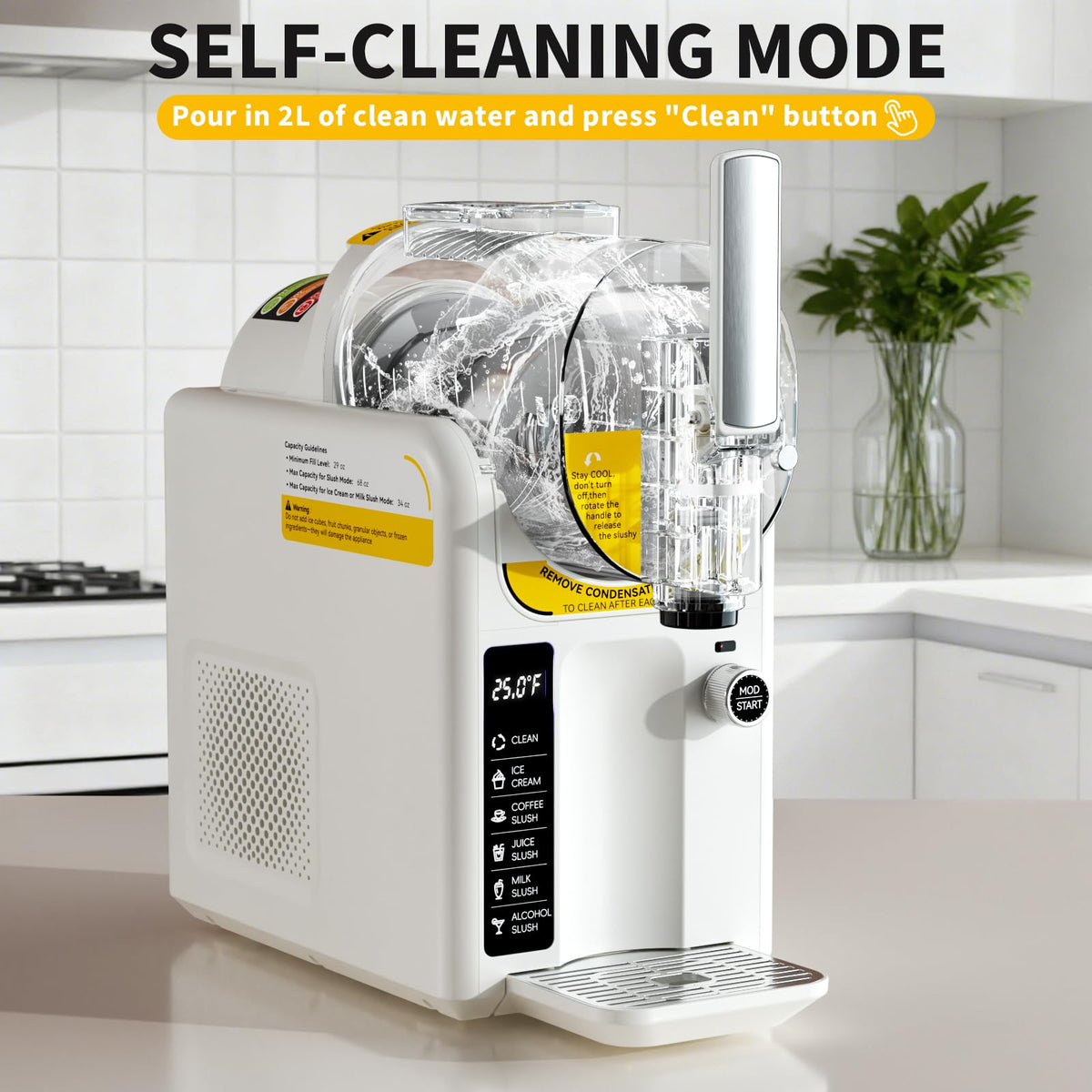 2 IN1 Ice Cream Maker Slushie Machine for Home - 88oz Slushy Machine Maker No Ice Needed Self Cleaning, Frozen Drink Machine, 5 Preset for Soft Serve
