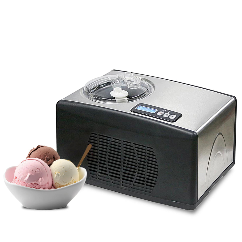 Whynter Ice Cream Maker Machine Automatic 2.1 Qt. with Built-In Compressor, LCD Digital Display & Timer, No Pre-Freezing, ICM-200LS, Stainless Steel