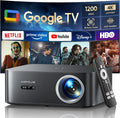 1200 ANSI/Google TV/4K Supported Smart Projector with WiFi & Bluetooth, Outdoor & Home Movie Projectors with Voice Control,Auto Focus & Keystone