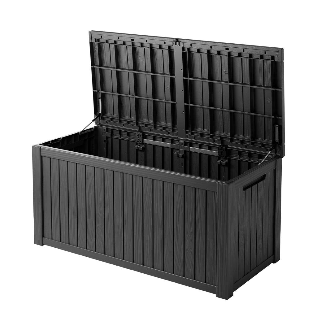 Mersco 320 Gallon Double-Wall Resin Deck Box - Lockable Waterproof Outdoor Storage Box, 1000lbs Capacity & Doubles as Seating for Patio Furniture