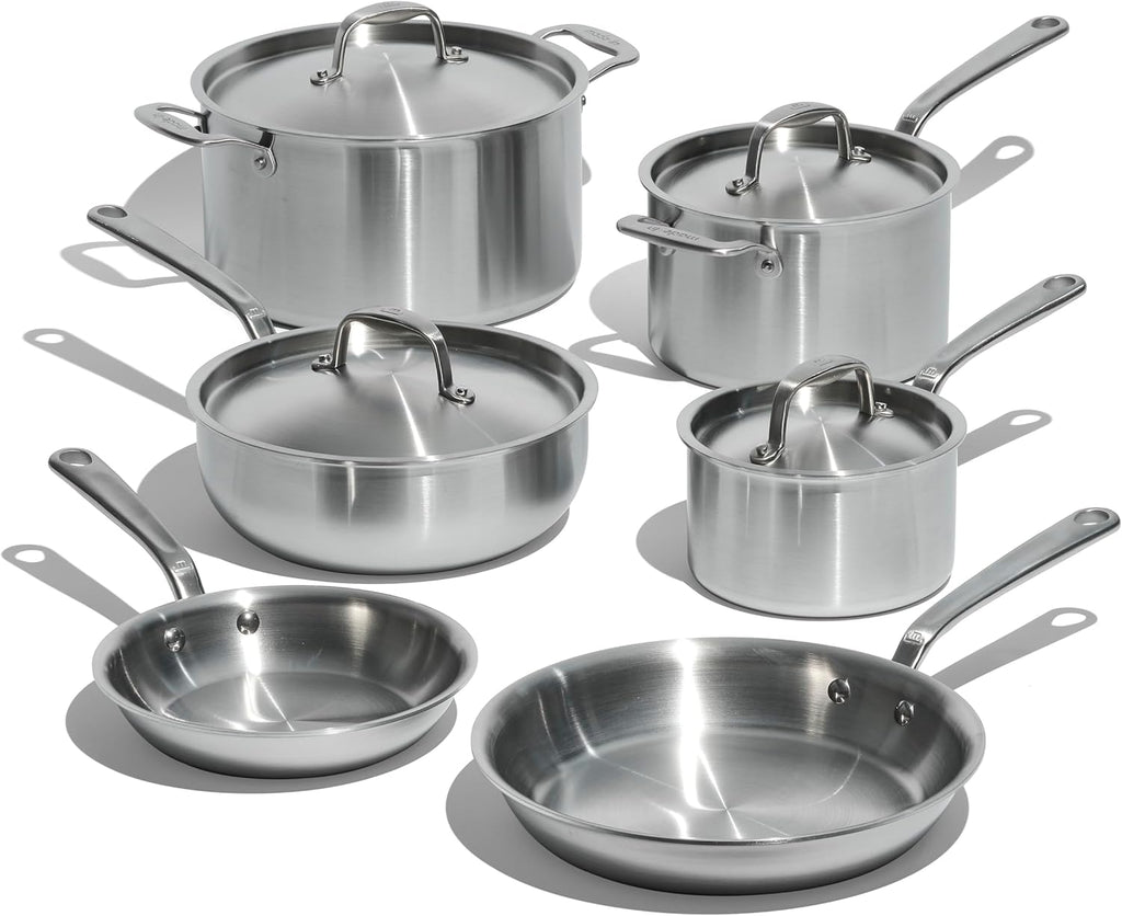Made In Cookware - 10 Piece Stainless Steel Pot and Pan Set - 5 Ply Clad - Includes Stainless Steel Frying Pans, Saucepans, Saucier and Stock Pot W
