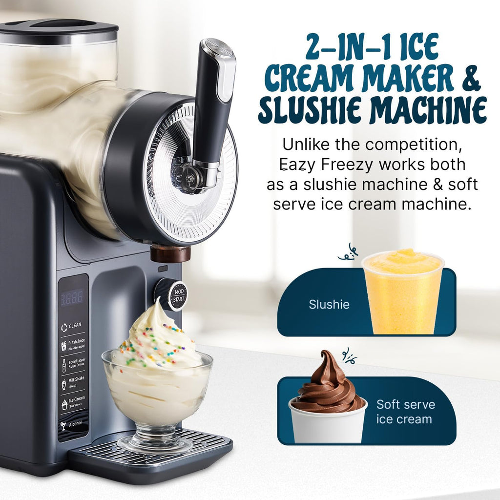 Slushie Machine for Home, No Ice Needed Professional Frozen Drink Maker & Soft-Serve Ice Cream Machine- 1.8 L Capacity Slushy Machine for Margaritas