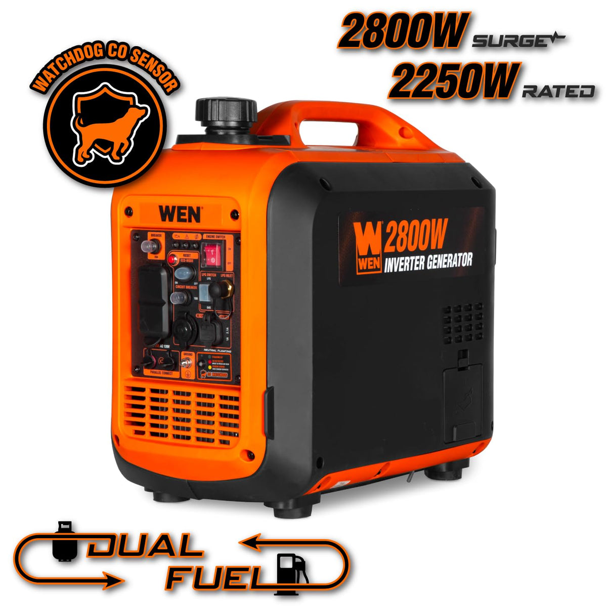 WEN 2500-Watt Inverter Generator, Quiet, Portable, and Lightweight with Fuel Shut Off (56250i)