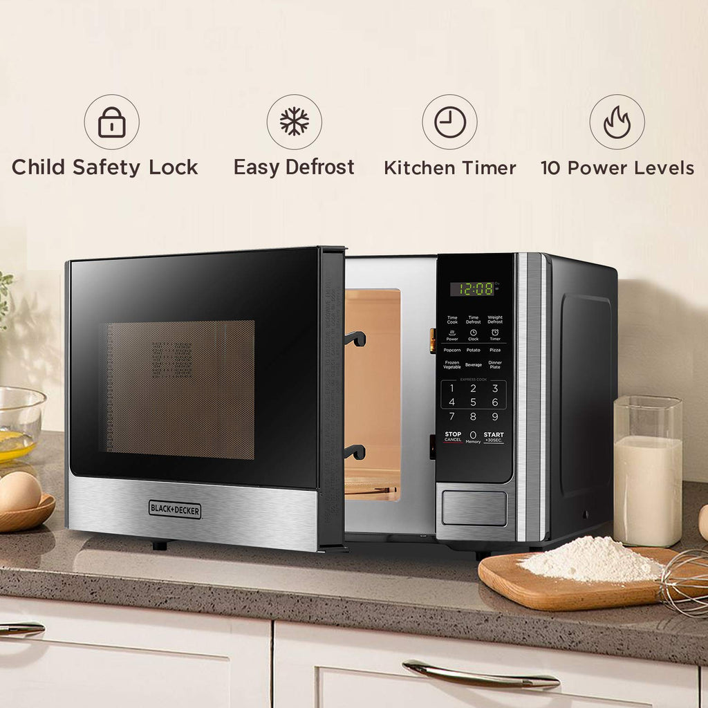 BLACK+DECKER EM044KB19 Over The Range Microwave Oven with One Touch, 1000 Watts, 400 CFM and Auto Cooking, OTR 1.9 Cu.ft