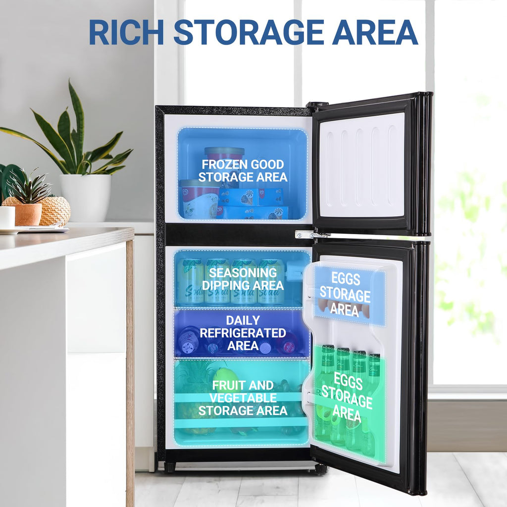 Mini Refrigerator with Freezer 4.0 Cu. Ft., Small Dorm Fridge with Freezer, Adjustable Thermostat Compact Fridge Freezers for Apartment, Dorm