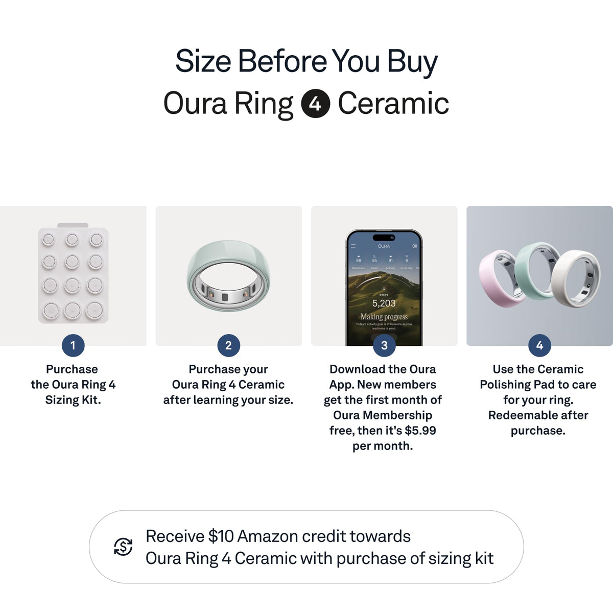 Oura Ring 4 Ceramic - Tide - Size 8 - Size Before You Buy