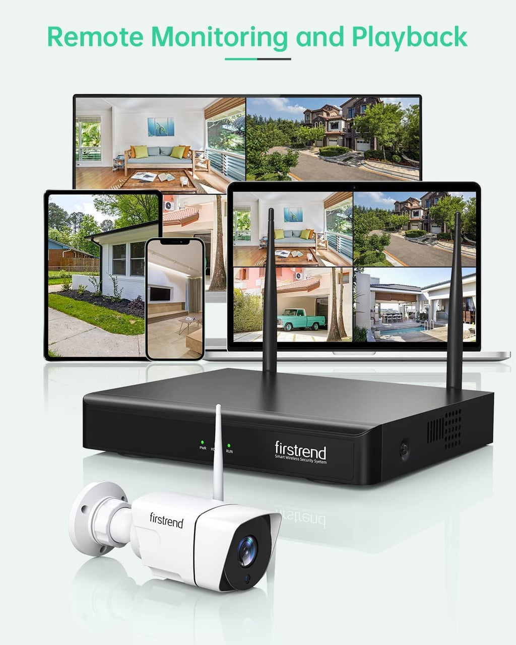 Security Camera System Wireless,Firstrend 1080P 8CH Wireless Home Security Systems with 4 pcs 2MP Full HD Cameras 1TB HDD Night Vision Motion