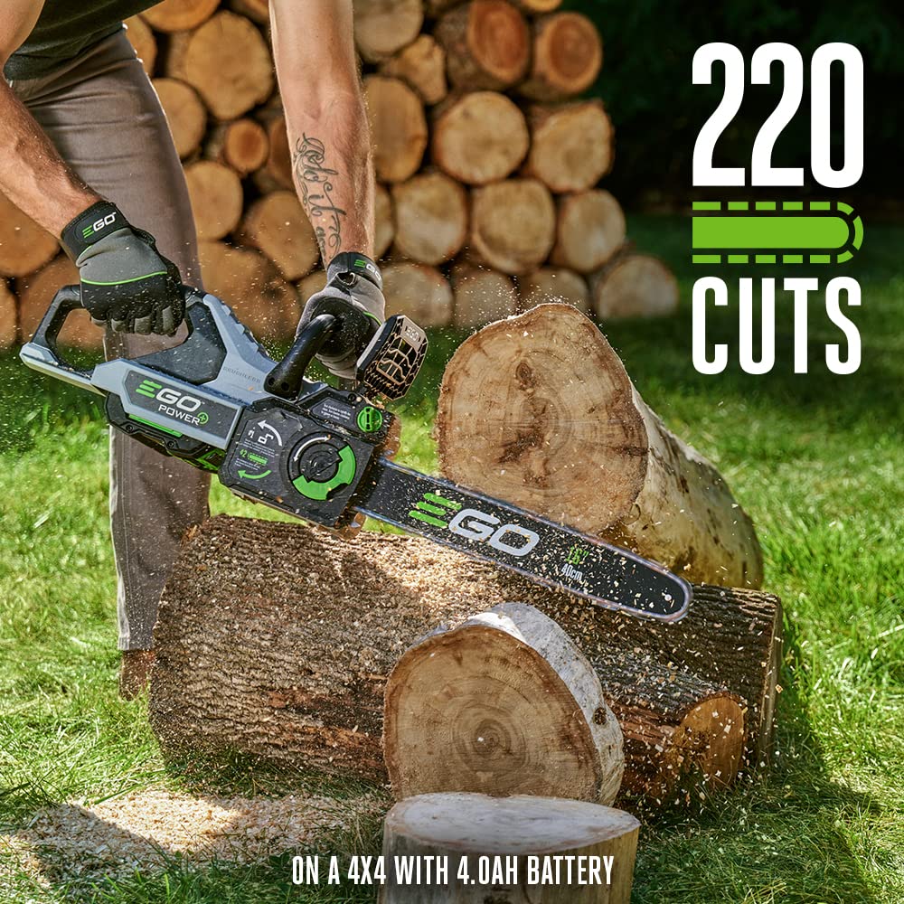 EGO POWER+ Chain Saw, 18 Battery Powered Chainsaw, Electric Cordless, Includes 56V 4.0Ah Battery and Charger C CS1803