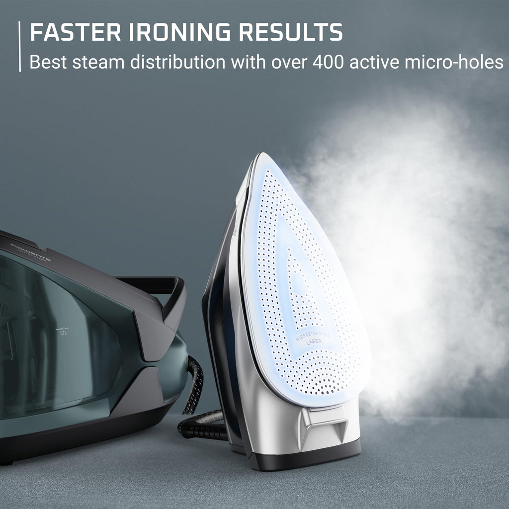 Rowenta Iron Steamer for Clothes Master Steam Station, Professional Steam Iron for Clothes with Stainless Steel Soleplate, 57 Oz, 400 Microsteam