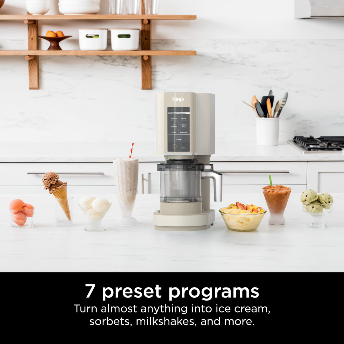 Ninja NC301 CREAMi Ice Cream Maker, for Gelato, Mix-ins, Milkshakes, Sorbet, Smoothie Bowls & More, 7 One-Touch Programs, with (2) Pint Containers &