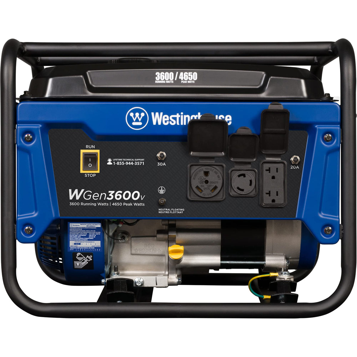 Westinghouse 4650 Peak Watt Dual Fuel Portable Generator, Remote Electric Start with Auto Choke, RV Ready 30A Outlet, Gas & Propane Powered