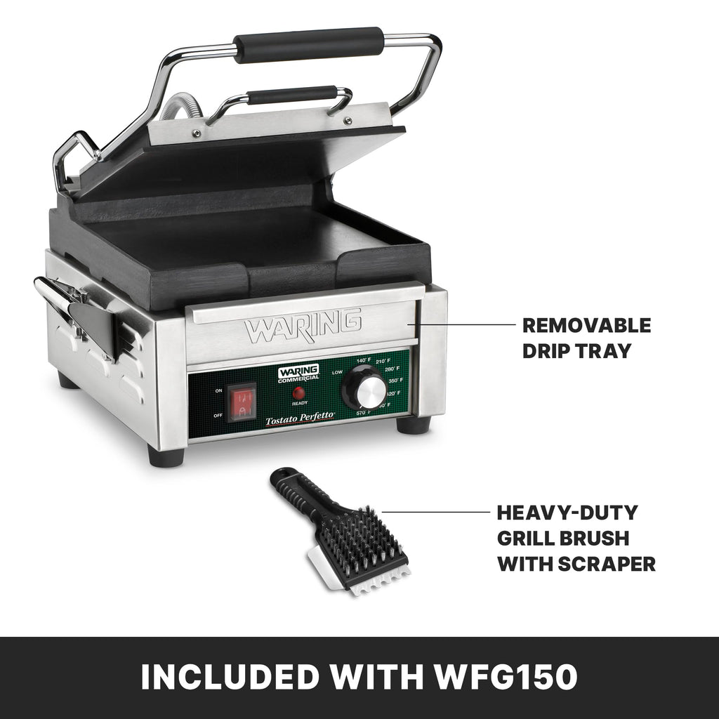 Waring Commercial WFG150 Tostato Perfetto® Compact Flat Toasting Grill, 120V, 1800W, 5-15 Phase Plug