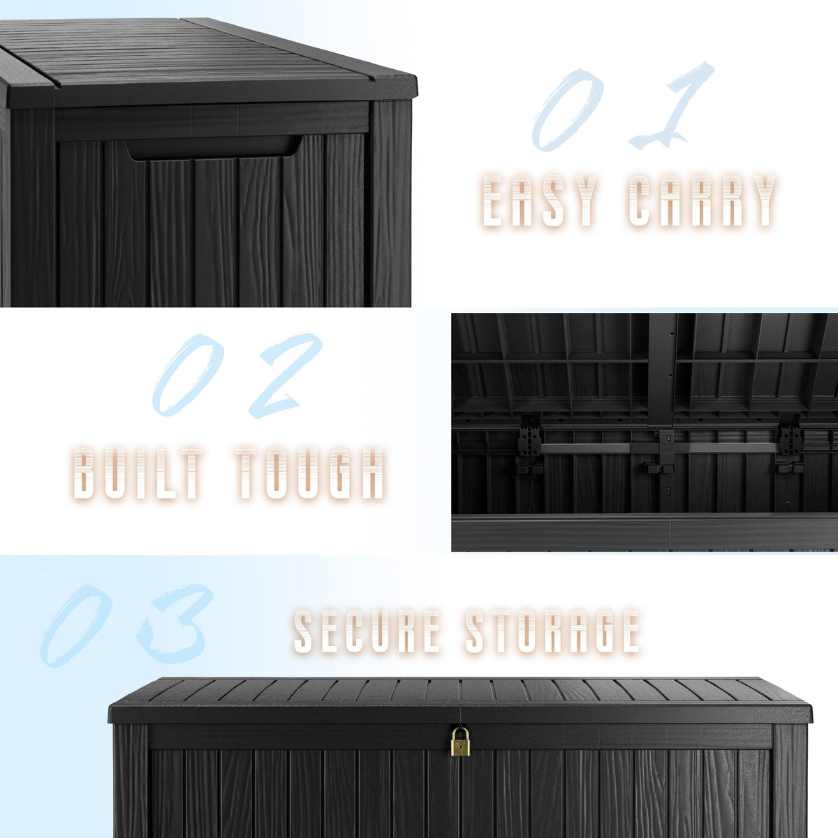 Mersco 320 Gallon Double-Wall Resin Deck Box - Lockable Waterproof Outdoor Storage Box, 1000lbs Capacity & Doubles as Seating for Patio Furniture