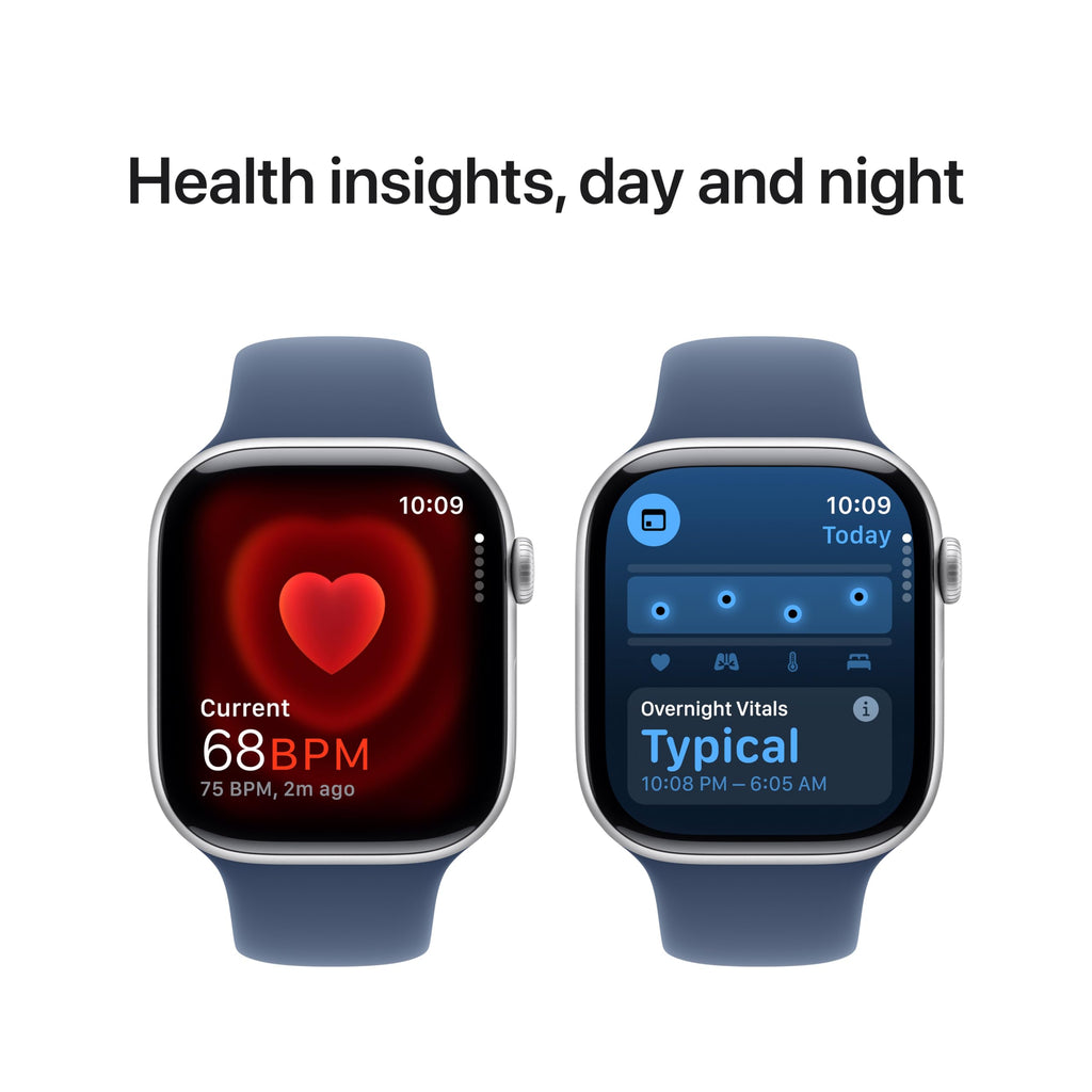 Apple Watch Series 10 [GPS 46mm case] Smartwatch with Jet Black Aluminum Case with Black Sport Band - M/L. Fitness Tracker, ECG App, Always-On Retina
