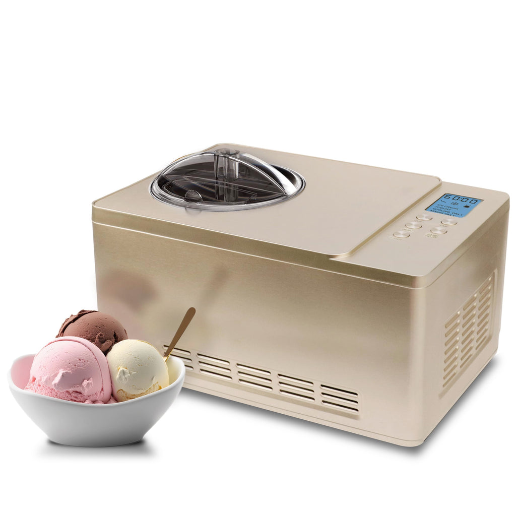 Whynter Ice Cream Maker Machine Automatic 2.1 Qt. with Built-In Compressor, LCD Digital Display & Timer, No Pre-Freezing, ICM-200LS, Stainless Steel