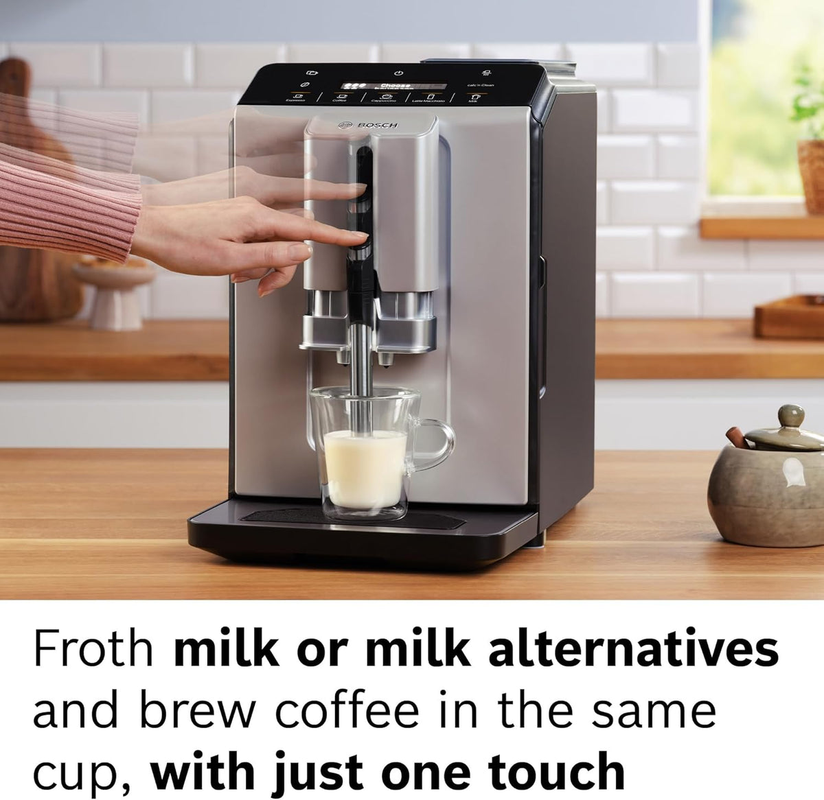 Bosch 300 Series Fully Automatic Espresso and Coffee Machine C In-Cup Frother, OneTouch Milk Drinks, 5 Drink Options, Ceramic Grinder, Easy Clean &