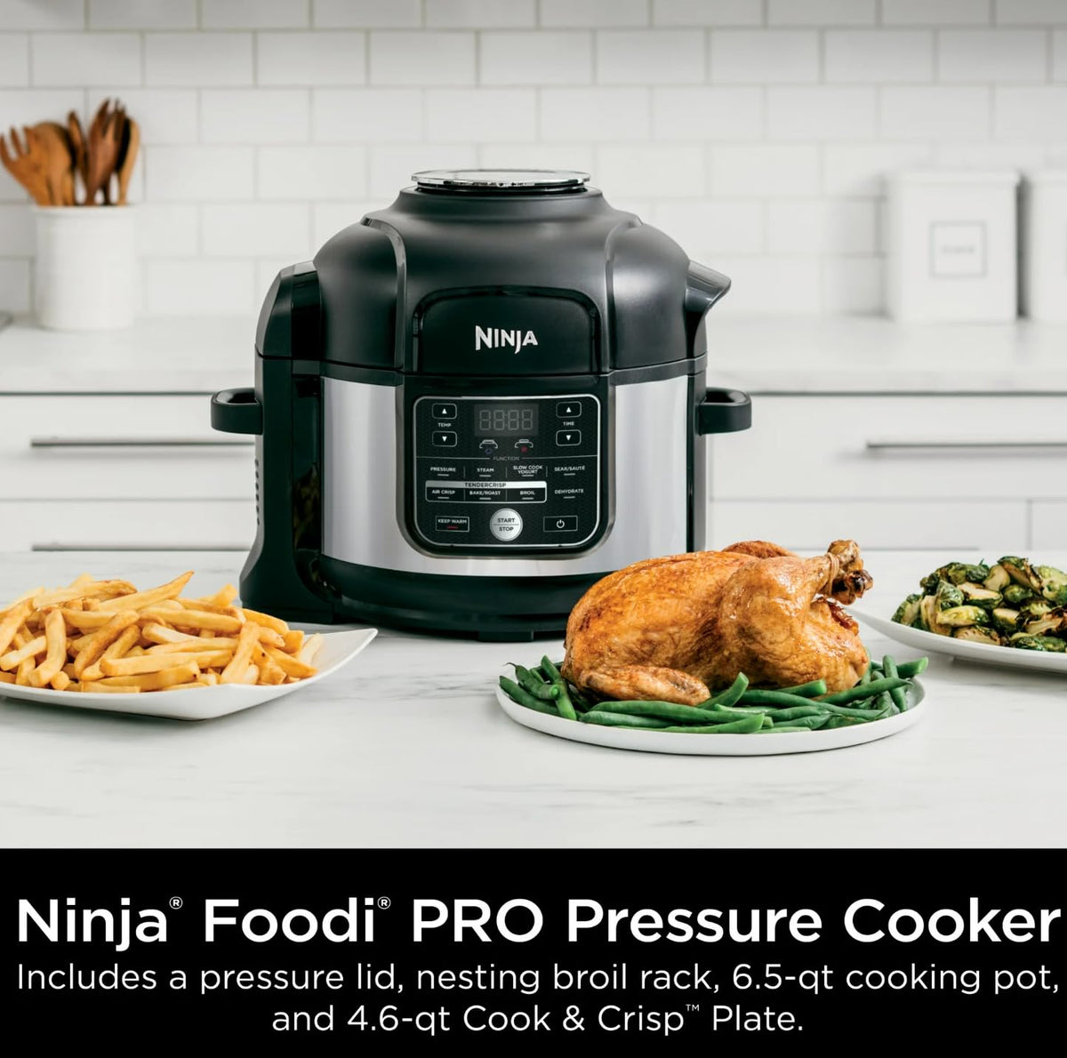 Ninja Foodi 10-in-1 Pressure Cooker & Air Fryer Combo, 6.5 Qt Stainless Steel Multi Cooker C Slow Cook, Steam, Bake, Roast, Dehydrate, Sear C Perfect