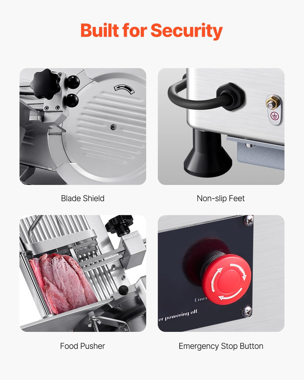 VEVOR Commercial Meat Slicer, 10 inch Electric Food Slicer, 240W Frozen Meat Deli Slicer, Premium Chromium-plated Steel Blade Semi-Auto Meat Slicer