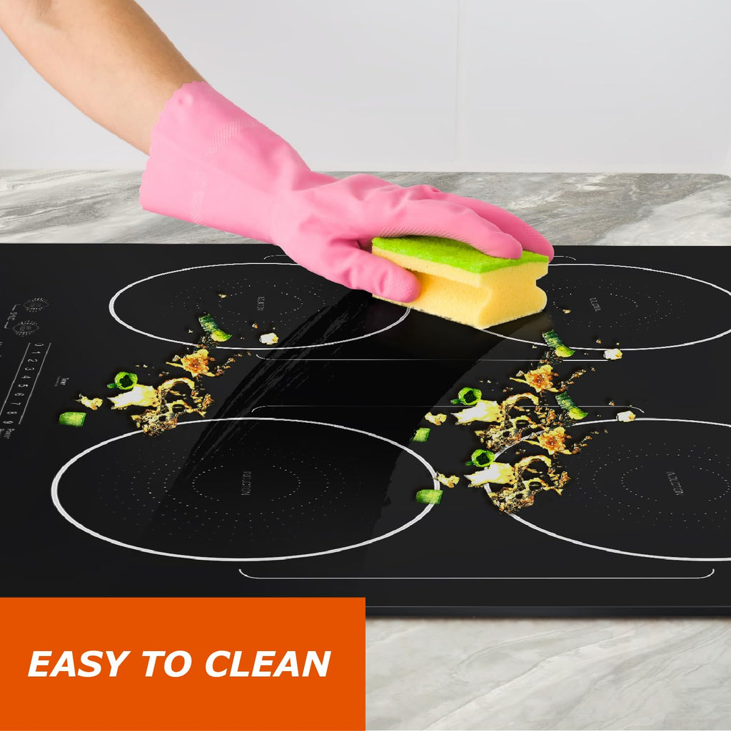 30 Inch Induction Cooktop 4 Burners, Flat Glass Top Electric Stove Hob with Bridge-SYNC, 3 Preset Modes Booster, Timer, Pause, Child Lock, Drop in
