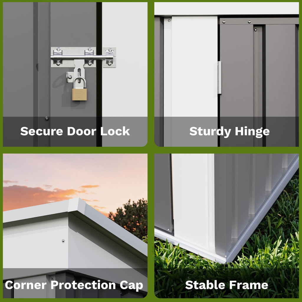Patiowell 10 x 12 FT Metal Storage Shed for Outdoor, Steel Yard Shed with Design of Lockable Doors, Utility and Tool Storage for Garden, Backyard