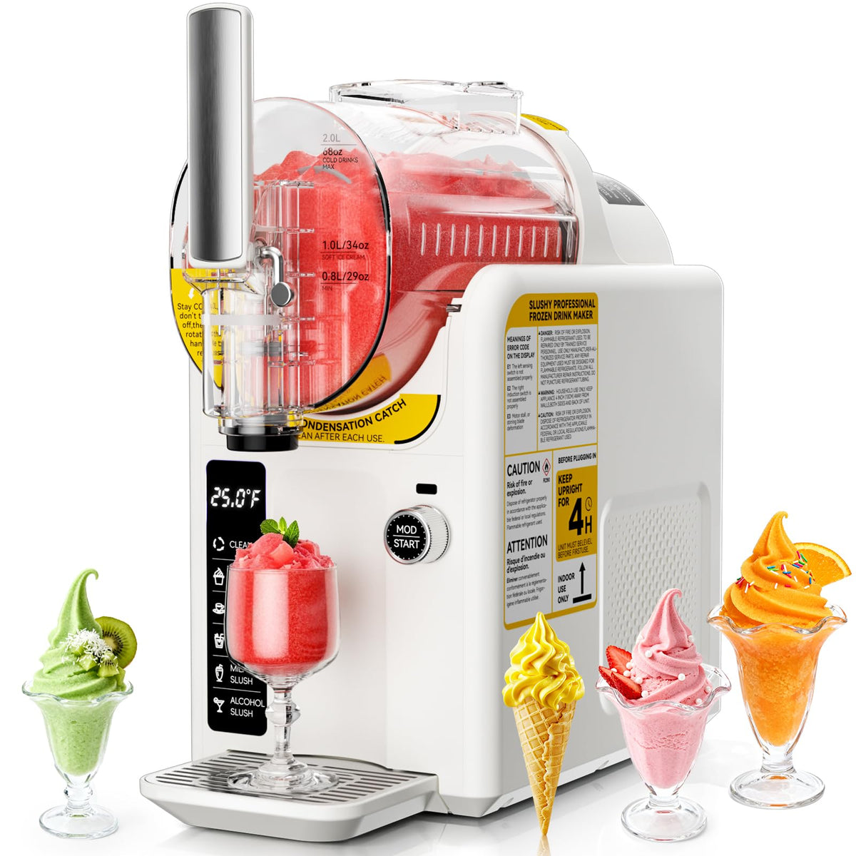 2 IN1 Ice Cream Maker Slushie Machine for Home - 88oz Slushy Machine Maker No Ice Needed Self Cleaning, Frozen Drink Machine, 5 Preset for Soft Serve