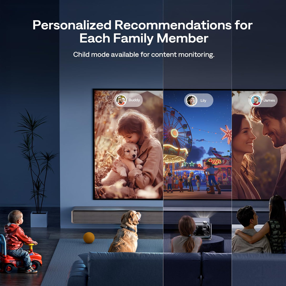 Aurzen BOOM mini Google TV Movie Projector with WiFi and Bluetooth, Voice Control, Family Mode, 20W Dolby Audio, Real-Time Focus, 4K Supported Smart