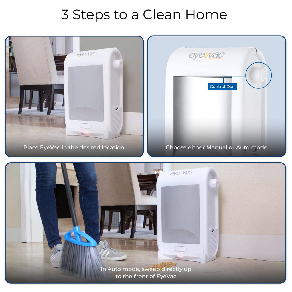 EyeVac Pro Touchless Vacuum Automatic Dustpan - Ultra Fast & Powerful - Great for Sweeping Salon Pet Hair Food Dirt Kitchen, Corded Canister Vacuum