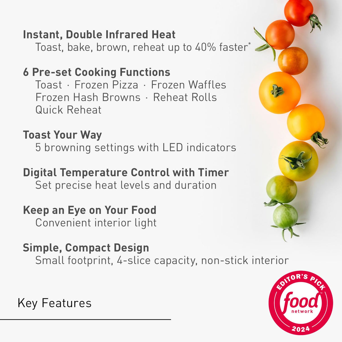 Panasonic FlashXpress Toaster Oven Countertop, 4-Slice Compact Size with Double Infrared Heating, 6 Auto Cook Options and Precise Temperature Control