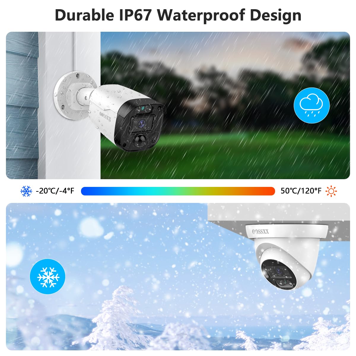 OOSSXX 5MP Definition Full HD Wired Security Camera System Outdoor AHD Dome Bullet Home Video Surveillance Cameras CCTV Camera Security System