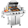 R.W.FLAME 3-Burner Propane Gas Grill With Sider Burner, Stainless Steel Propane Grill 34,000BTU, Multifunction & Protable Outdoor Barbecue Grill with