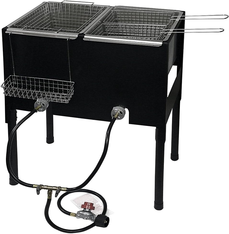 Barton 148,000 BTU High-Pressure Triple Basket Deep Fryer Dual Burner Propane LPG Fish Cooker Fry Basket Fryer Outdoor Catering, Events, Camping