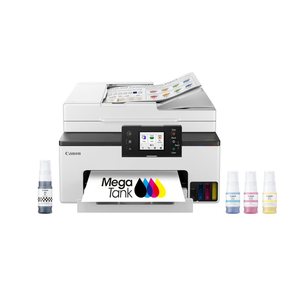 Canon MegaTank MAXIFY GX2020 All-in-One Wireless Color Printer C Print, Copy, Scan with Duplex Printing C Refillable Tank System, Compact Desktop