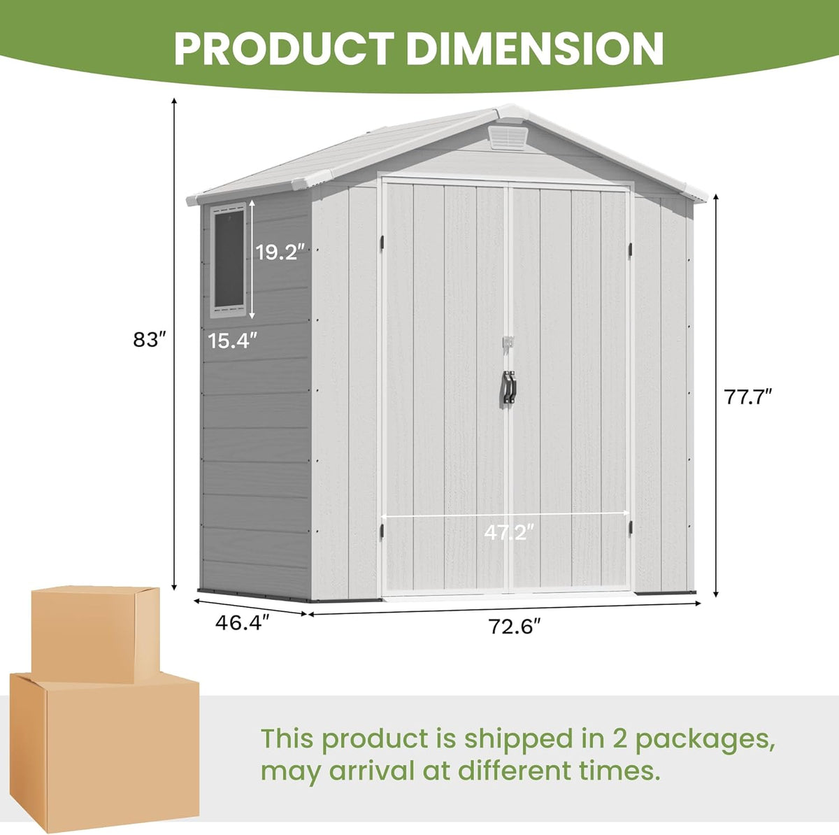 Greesum 6x4FT Plastic Outdoor Storage Shed with Floor, Resin Sheds with Lockable Double Door, All-Weather Tool Sheds with Window and Vents, for