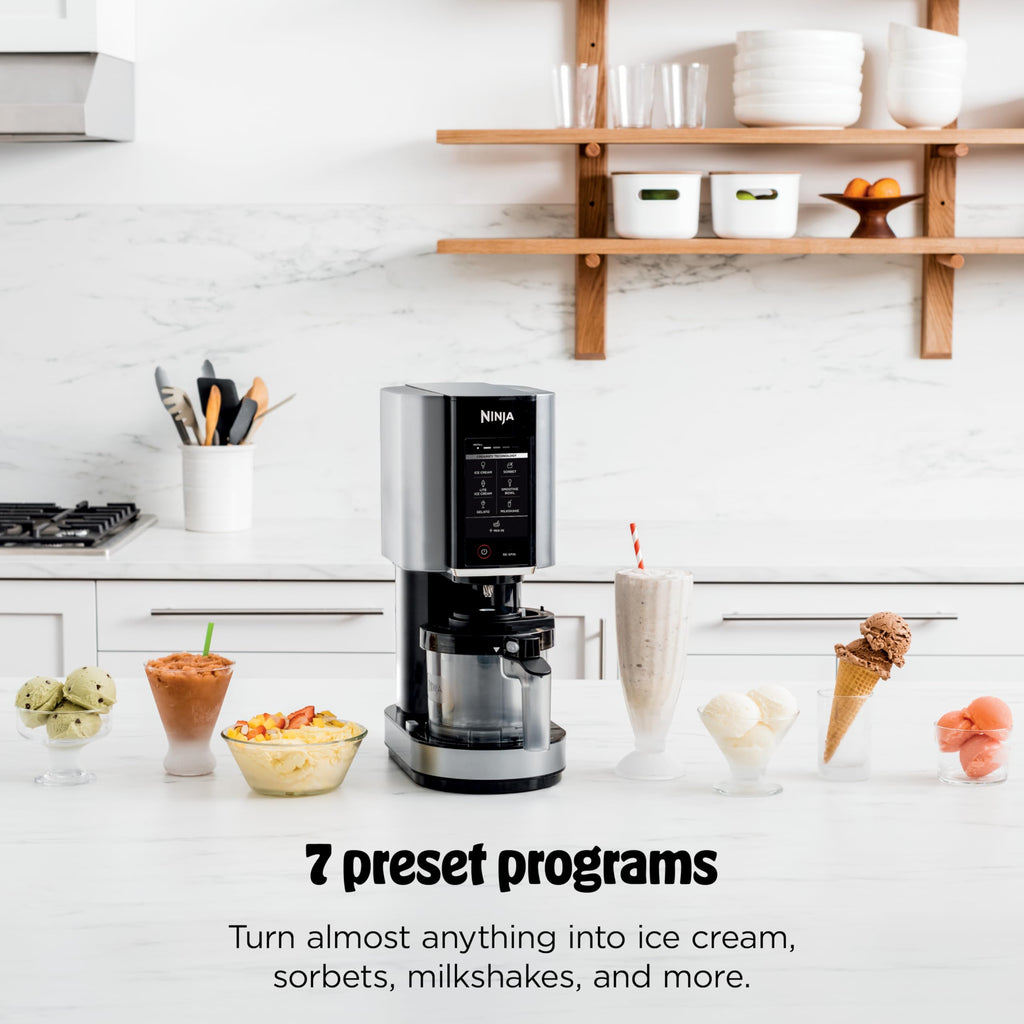 Ninja NC301 CREAMi Ice Cream Maker, for Gelato, Mix-ins, Milkshakes, Sorbet, Smoothie Bowls & More, 7 One-Touch Programs, with (2) Pint Containers &