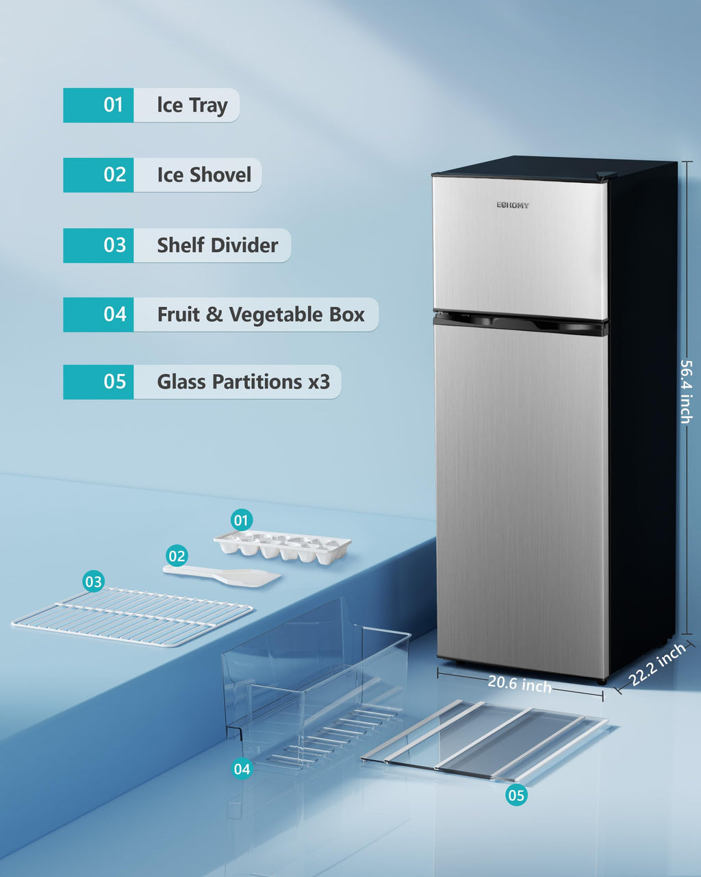 EUHOMY Mini Fridge with Freezer, 4.5 Cu.Ft Mini Refrigerator fridge, 2 door For Bedroom/Dorm/Office/Apartment - Food Storage or Cooling drinks, Black