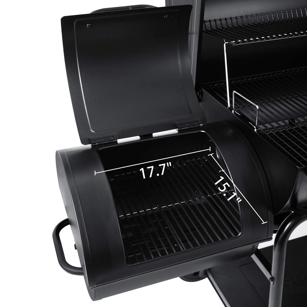 Royal Gourmet CC2036F Barrel Charcoal Grill with Offset Smoker, Outdoor BBQ Grill with 1200 Sq. In. Grilling Area for Large Event Gathering, Black