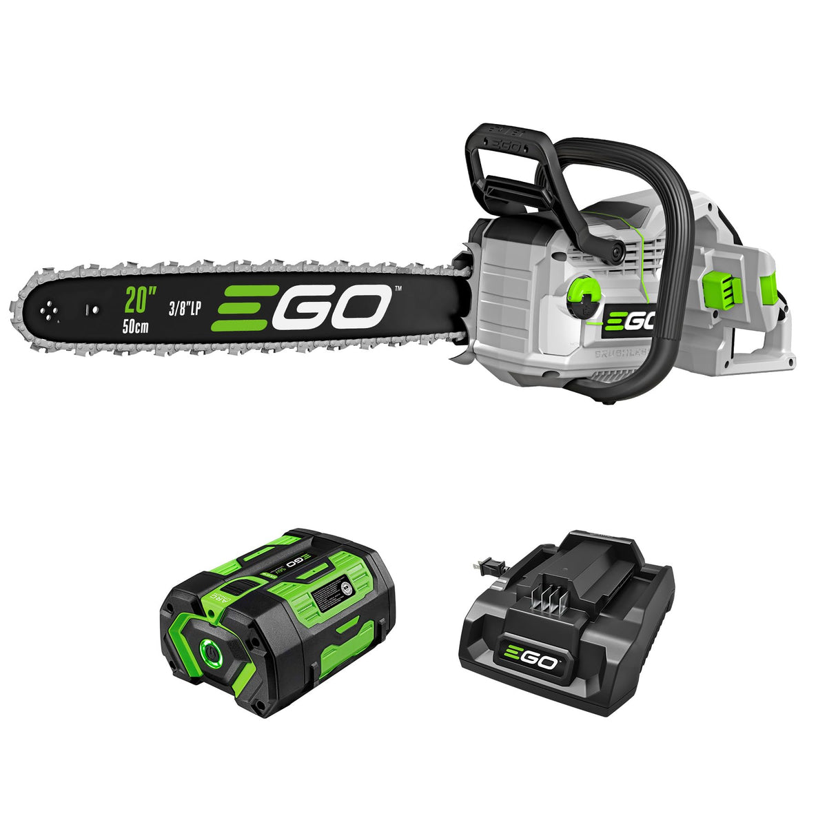 EGO POWER+ Chain Saw, 12" Battery Powered Chainsaw, Electric Cordless, Includes 56V 2.5Ah Battery and Charger - CS1201