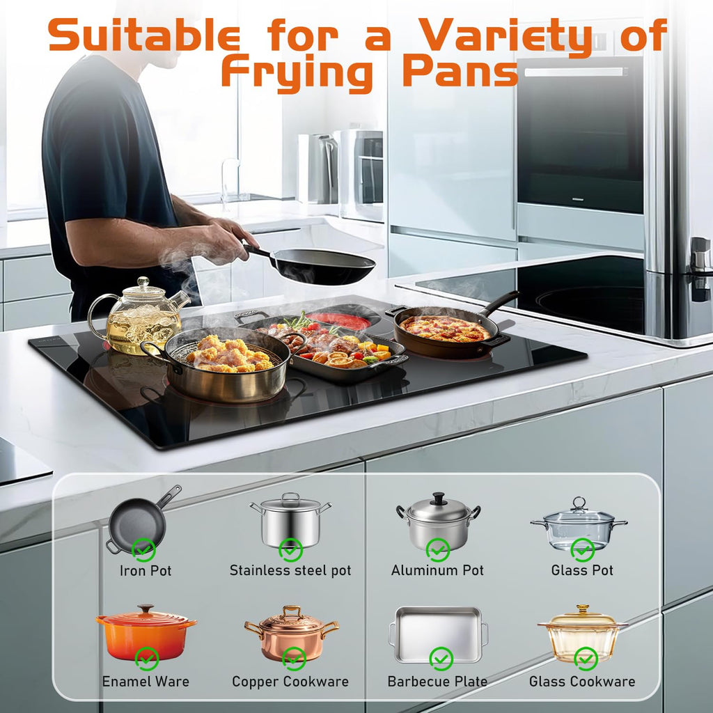 Noxton 30 Inch Electric Cooktop, 8400W 5 Burners Built-in Radiant Electric Stove Top, Slider Control, 9 Power Levels, Child Safety Lock, Timer, 220